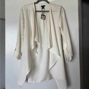 UK2LA Cream Open Front Cardigan